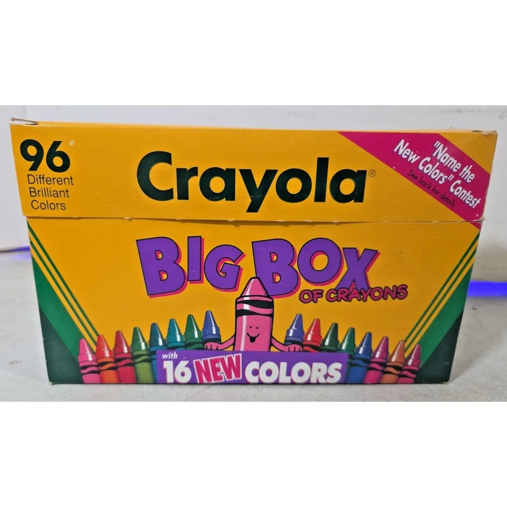 Vintage 1992 Crayola Big Box of 96 Crayons Includes Sharpener W/ Dandelion
